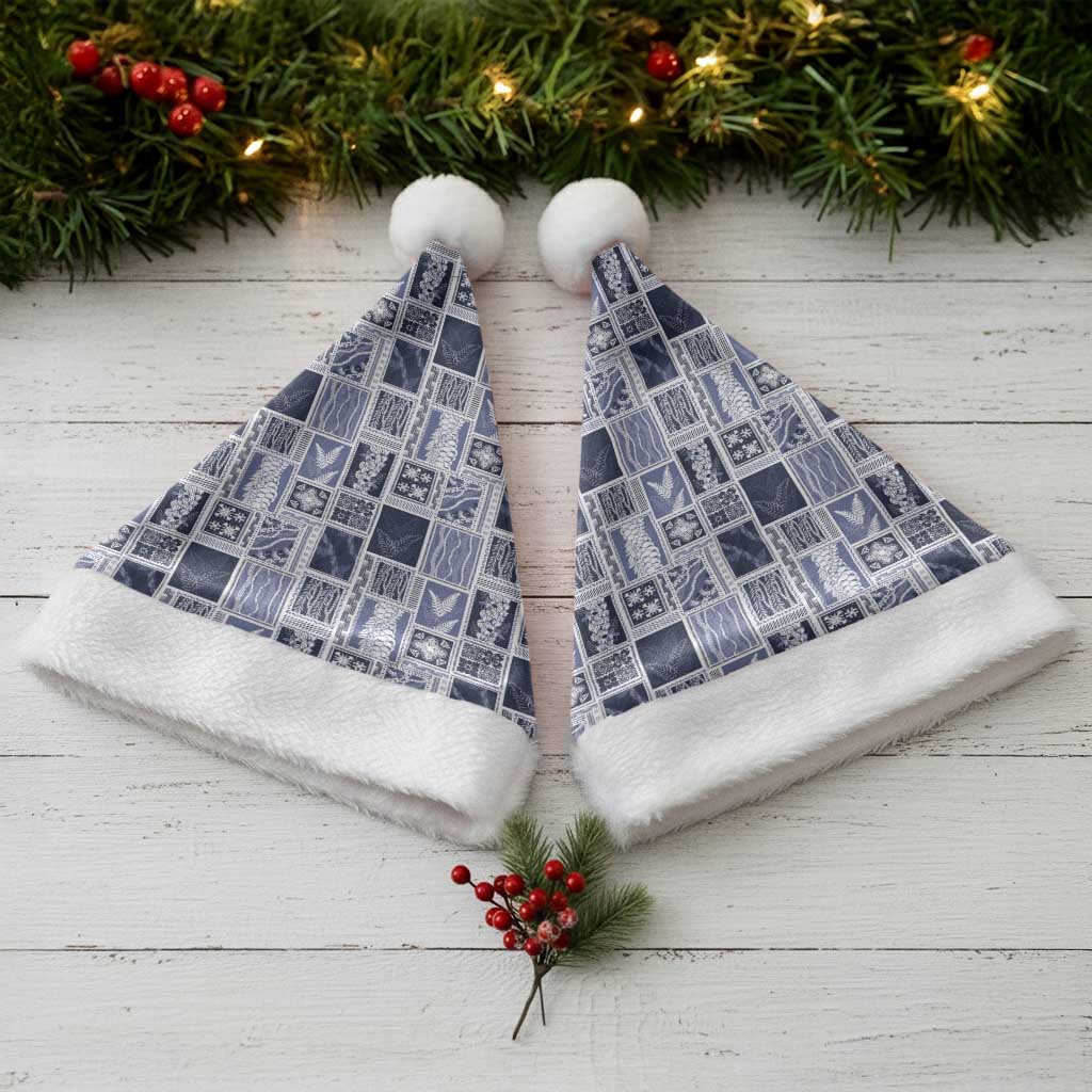 Vintage Aloha Block Quilt Christmas Santa Hat Blue Inspired Lei Motifs LT9 - Polynesian Pride