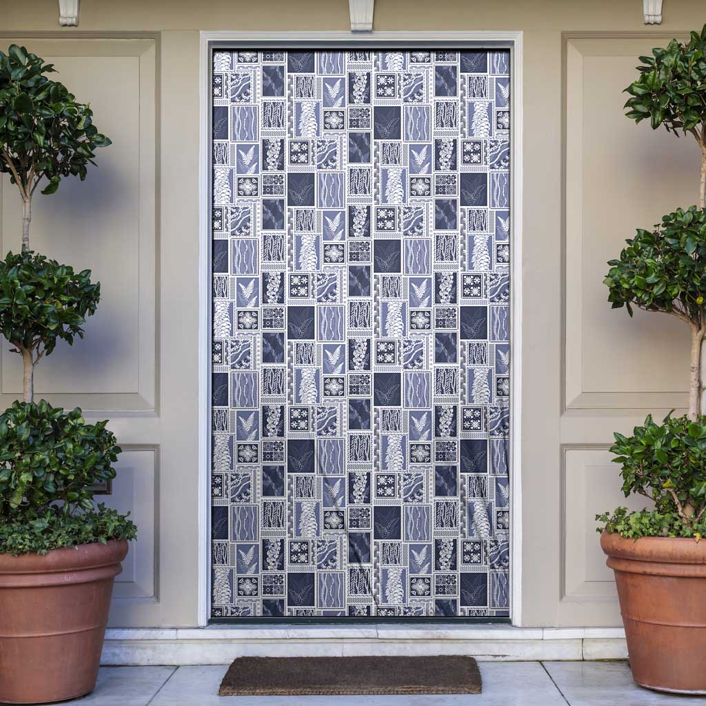 Vintage Aloha Block Quilt Door Cover Blue Inspired Lei Motifs LT9 Blue - Polynesian Pride