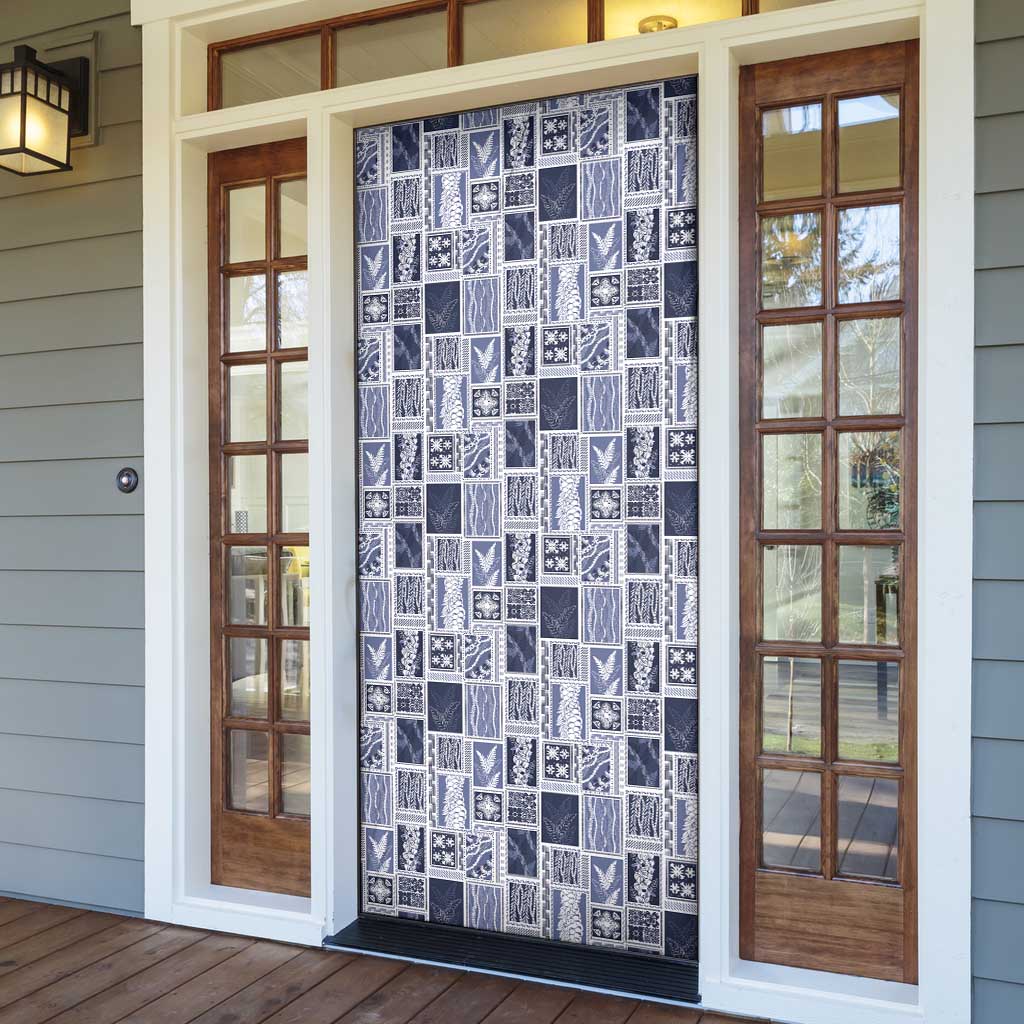 Vintage Aloha Block Quilt Door Cover Blue Inspired Lei Motifs LT9 - Polynesian Pride
