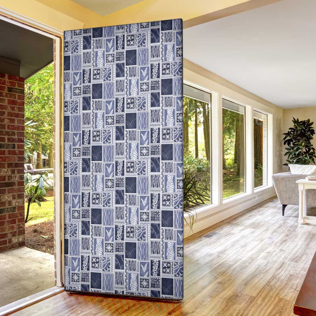 Vintage Aloha Block Quilt Door Cover Blue Inspired Lei Motifs LT9 - Polynesian Pride