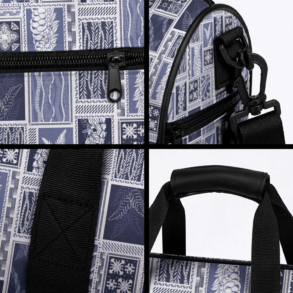 Vintage Aloha Block Quilt Duffle Bag Blue Inspired Lei Motifs LT9 - Polynesian Pride