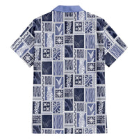 Vintage Aloha Block Quilt Family Matching Long Sleeve Bodycon Dress and Hawaiian Shirt Blue Inspired Lei Motifs LT9 - Polynesian Pride