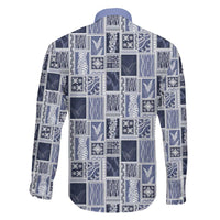 Vintage Aloha Block Quilt Family Matching Short Sleeve Bodycon Dress and Hawaiian Shirt Blue Inspired Lei Motifs LT9 - Polynesian Pride