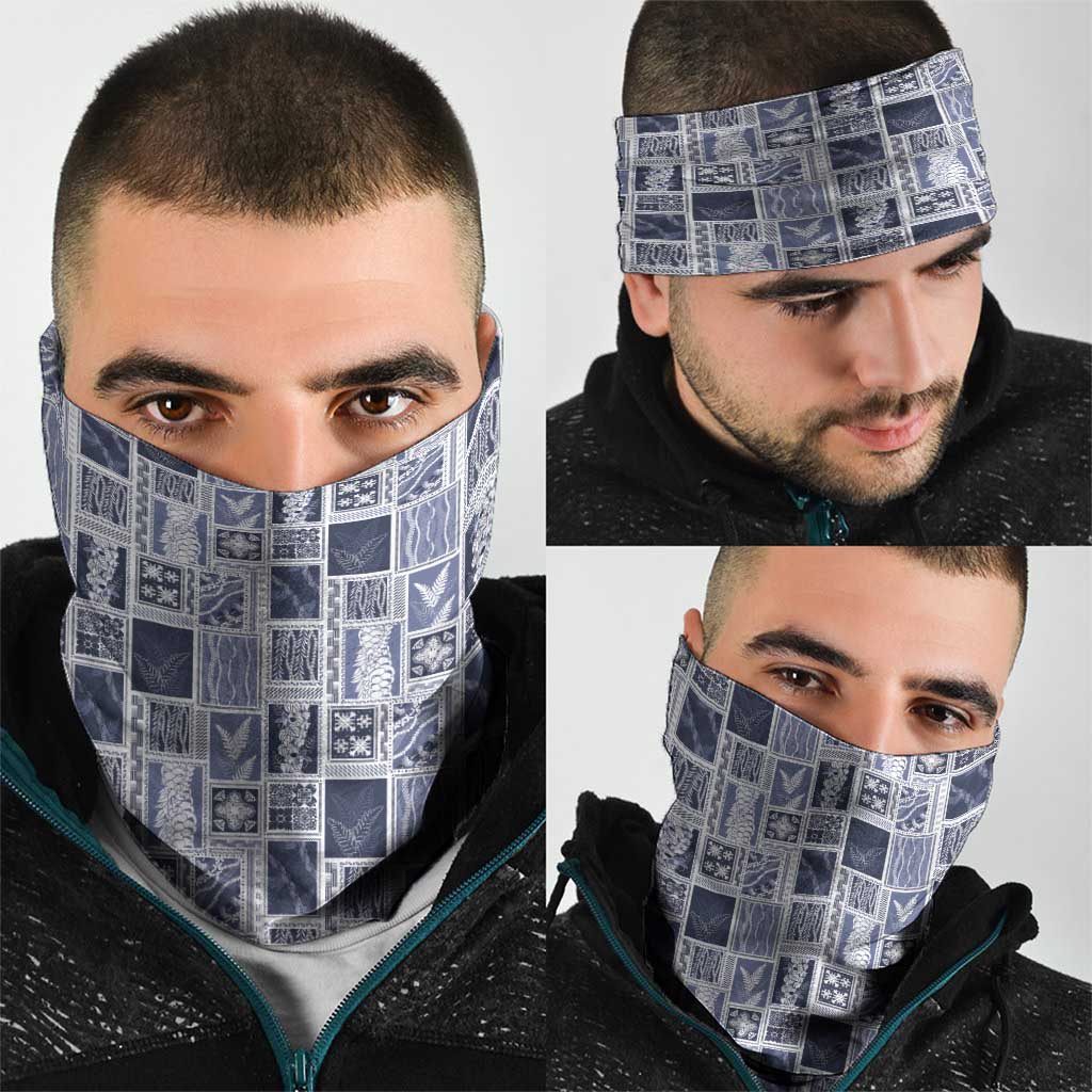 Vintage Aloha Block Quilt Neck Gaiter Blue Inspired Lei Motifs - Polynesian Pride