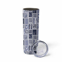 Vintage Aloha Block Quilt Skinny Tumbler Blue Inspired Lei Motifs LT9 - Polynesian Pride