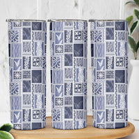 Vintage Aloha Block Quilt Skinny Tumbler Blue Inspired Lei Motifs LT9 - Polynesian Pride