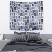 Vintage Aloha Block Quilt Tapestry Blue Inspired Lei Motifs LT9 - Polynesian Pride