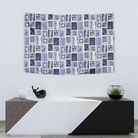 Vintage Aloha Block Quilt Tapestry Blue Inspired Lei Motifs LT9 - Polynesian Pride