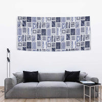 Vintage Aloha Block Quilt Tapestry Blue Inspired Lei Motifs LT9 - Polynesian Pride