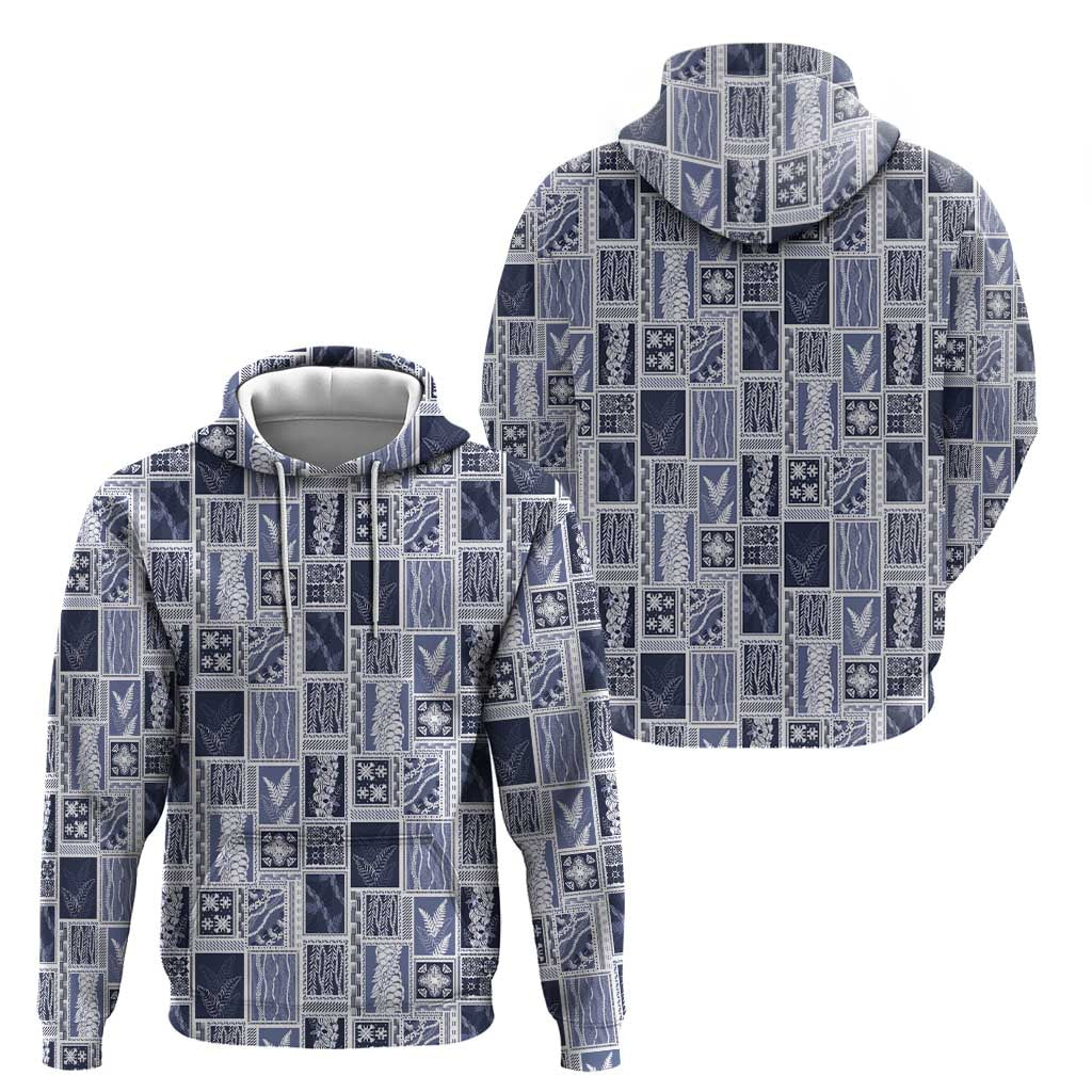 Vintage Aloha Block Quilt Zip Hoodie Blue Inspired Lei Motifs LT9 - Polynesian Pride