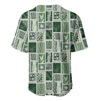 Vintage Aloha Block Quilt Baseball Jersey Green Inspired Lei Motifs - Polynesian Pride