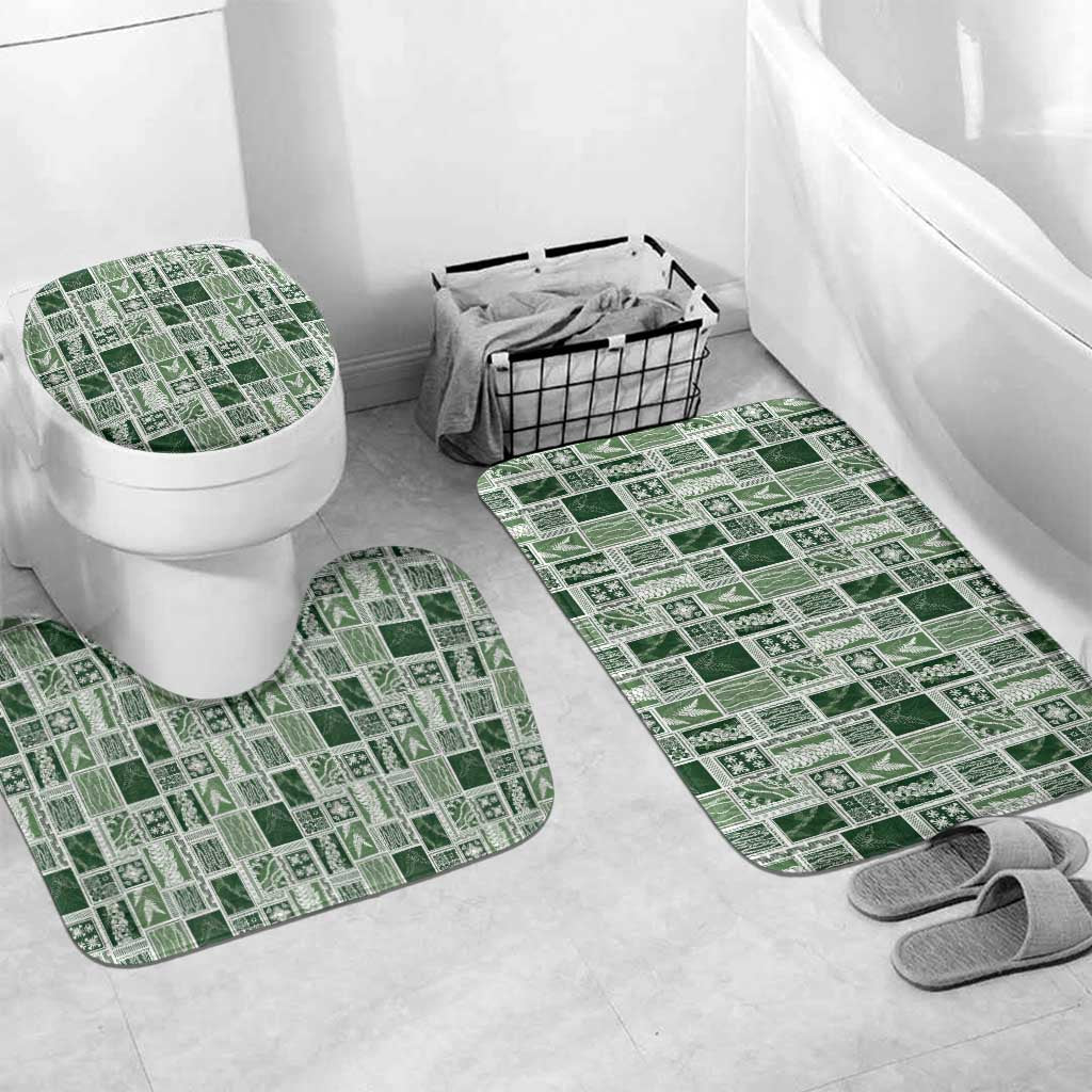 Vintage Aloha Block Quilt Bathroom Set Green Inspired Lei Motifs - Polynesian Pride