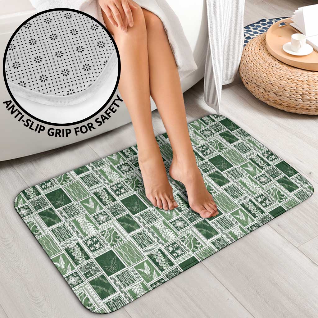 Vintage Aloha Block Quilt Bathroom Set Green Inspired Lei Motifs - Polynesian Pride