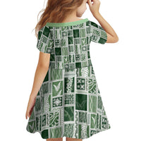Vintage Aloha Block Quilt Family Matching Mermaid Dress and Hawaiian Shirt Green Inspired Lei Motifs LT9 - Polynesian Pride