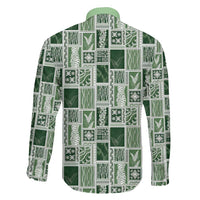 Vintage Aloha Block Quilt Family Matching Short Sleeve Bodycon Dress and Hawaiian Shirt Green Inspired Lei Motifs LT9 - Polynesian Pride