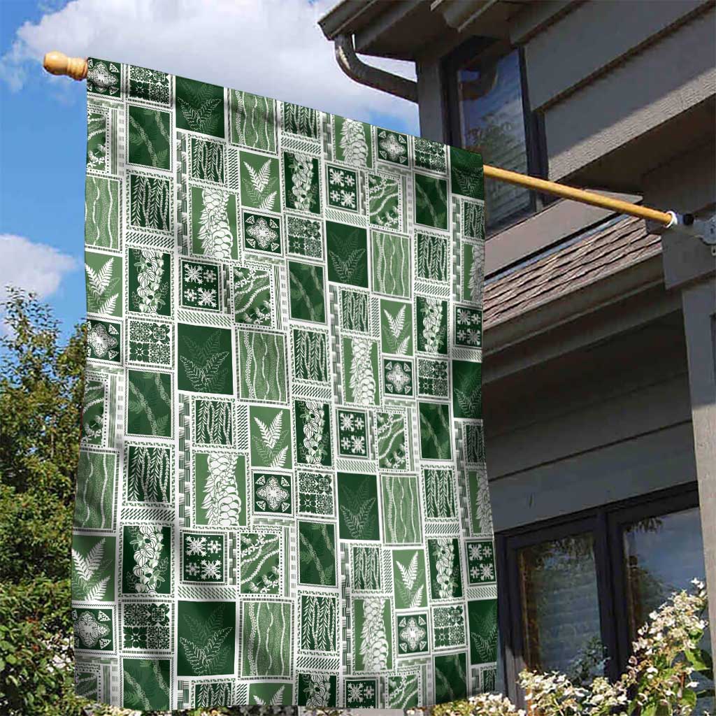 Vintage Aloha Block Quilt Garden Flag Green Inspired Lei Motifs LT9 - Polynesian Pride