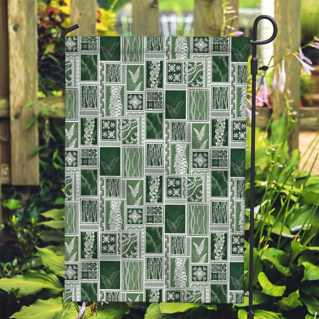 Vintage Aloha Block Quilt Garden Flag Green Inspired Lei Motifs LT9 Garden Flag Green - Polynesian Pride