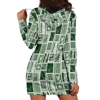 Vintage Aloha Block Quilt Hoodie Dress Green Inspired Lei Motifs LT9 - Polynesian Pride