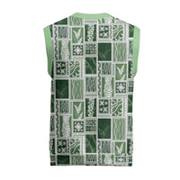 Vintage Aloha Block Quilt Christmas Knitted V-Neck Vest Green Inspired Lei Motifs LT9 - Polynesian Pride