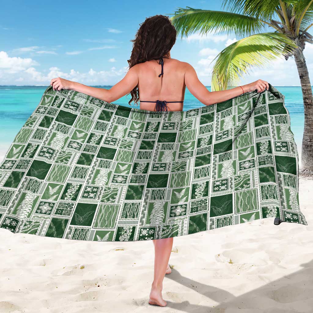 Vintage Aloha Block Quilt Sarong Green Inspired Lei Motifs LT9 - Polynesian Pride