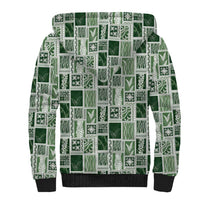 Vintage Aloha Block Quilt Sherpa Hoodie Green Inspired Lei Motifs LT9 - Polynesian Pride