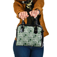 Vintage Aloha Block Quilt Shoulder Handbag Green Inspired Lei Motifs - Polynesian Pride
