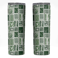 Vintage Aloha Block Quilt Skinny Tumbler Green Inspired Lei Motifs LT9 Green - Polynesian Pride