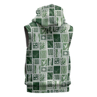 Vintage Aloha Block Quilt Sleeveless Zip Hoodie Green Inspired Lei Motifs LT9 - Polynesian Pride