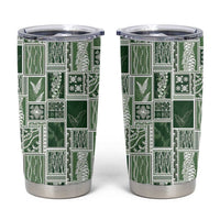 Vintage Aloha Block Quilt Tumbler Cup Green Inspired Lei Motifs LT9 Green - Polynesian Pride
