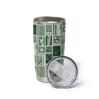 Vintage Aloha Block Quilt Tumbler Cup Green Inspired Lei Motifs LT9 - Polynesian Pride