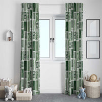 Vintage Aloha Block Quilt Window Curtain Green Inspired Lei Motifs - Polynesian Pride