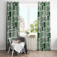 Vintage Aloha Block Quilt Window Curtain Green Inspired Lei Motifs - Polynesian Pride