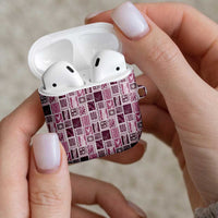 Vintage Aloha Block Quilt AirPods Case Pink Inspired Lei Motifs - Polynesian Pride
