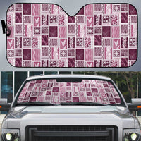 Vintage Aloha Block Quilt Auto Sun Shade Pink Inspired Lei Motifs - Polynesian Pride