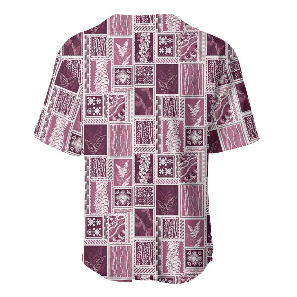 Vintage Aloha Block Quilt Baseball Jersey Pink Inspired Lei Motifs LT9 - Polynesian Pride