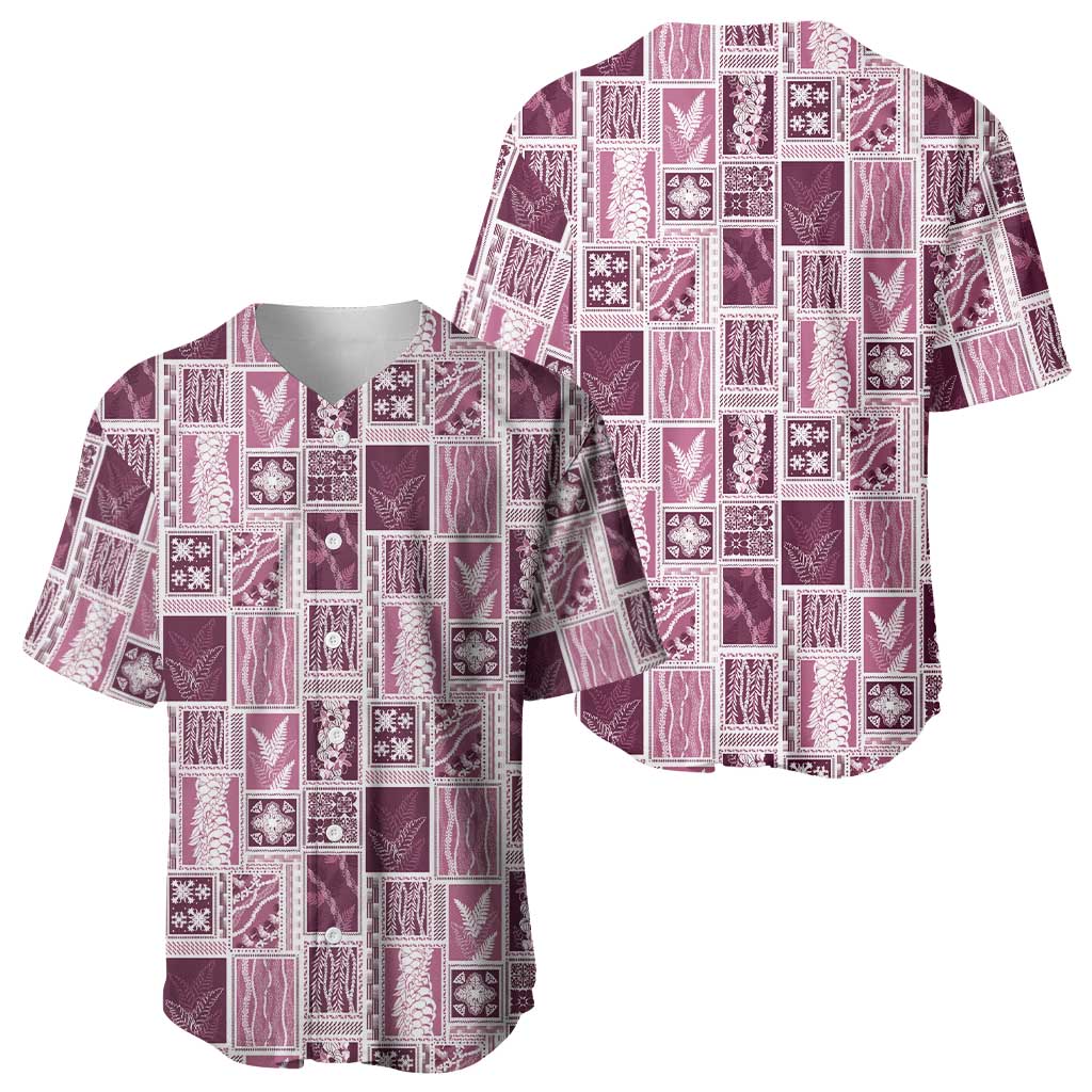 Vintage Aloha Block Quilt Baseball Jersey Pink Inspired Lei Motifs LT9 - Polynesian Pride