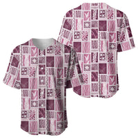 Vintage Aloha Block Quilt Baseball Jersey Pink Inspired Lei Motifs LT9 - Polynesian Pride