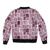 Vintage Aloha Block Quilt Bomber Jacket Pink Inspired Lei Motifs LT9 - Polynesian Pride