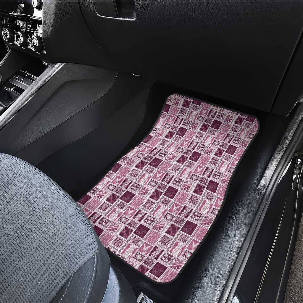 Vintage Aloha Block Quilt Car Mats Pink Inspired Lei Motifs - Polynesian Pride