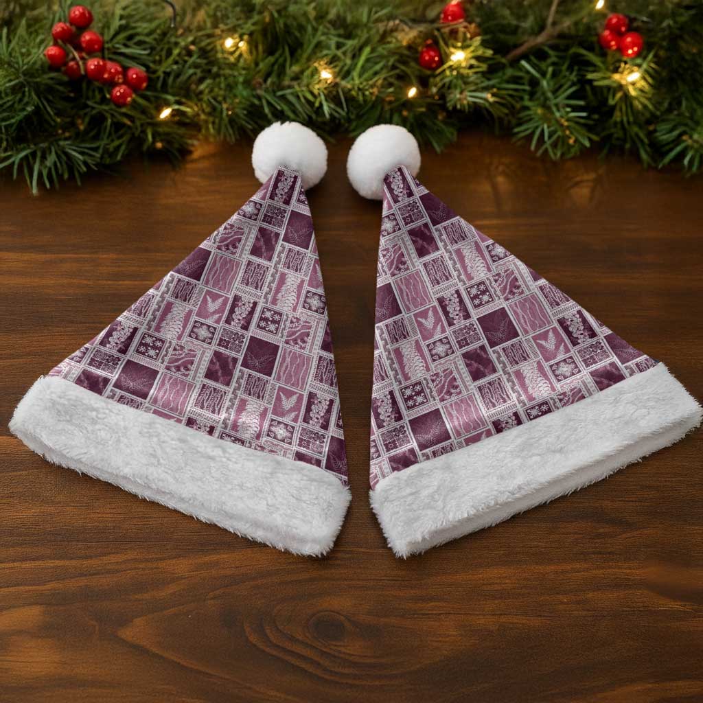 Vintage Aloha Block Quilt Christmas Santa Hat Pink Inspired Lei Motifs - Polynesian Pride