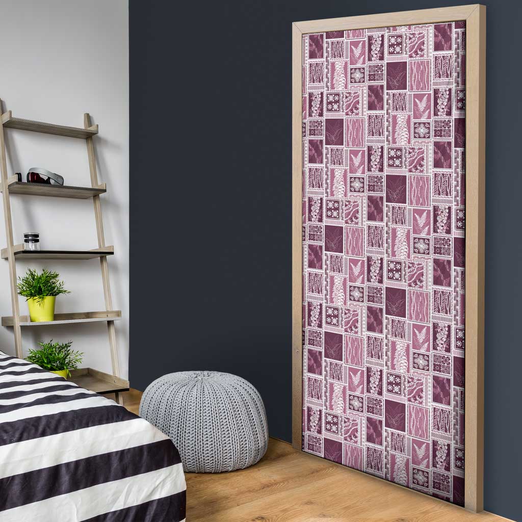 Vintage Aloha Block Quilt Door Cover Pink Inspired Lei Motifs - Polynesian Pride