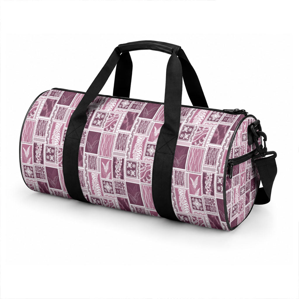 Vintage Aloha Block Quilt Duffle Bag Pink Inspired Lei Motifs LT9 - Polynesian Pride