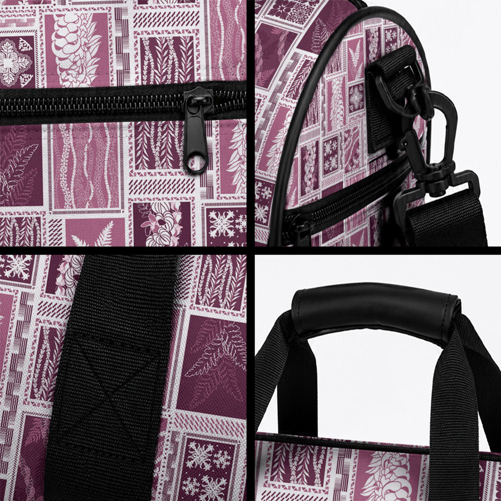 Vintage Aloha Block Quilt Duffle Bag Pink Inspired Lei Motifs LT9 - Polynesian Pride