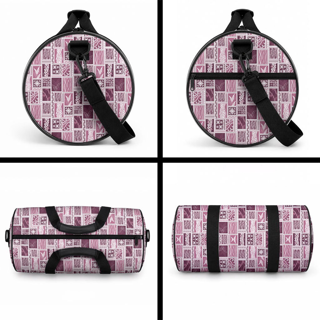 Vintage Aloha Block Quilt Duffle Bag Pink Inspired Lei Motifs LT9 - Polynesian Pride