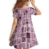 Vintage Aloha Block Quilt Family Matching Off Shoulder Short Dress and Hawaiian Shirt Pink Inspired Lei Motifs LT9 - Polynesian Pride