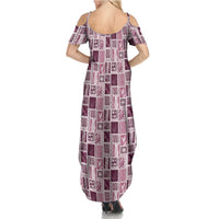 Vintage Aloha Block Quilt Family Matching Summer Maxi Dress and Hawaiian Shirt Pink Inspired Lei Motifs LT9 - Polynesian Pride