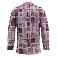 Vintage Aloha Block Quilt Hockey Jersey Pink Inspired Lei Motifs - Polynesian Pride