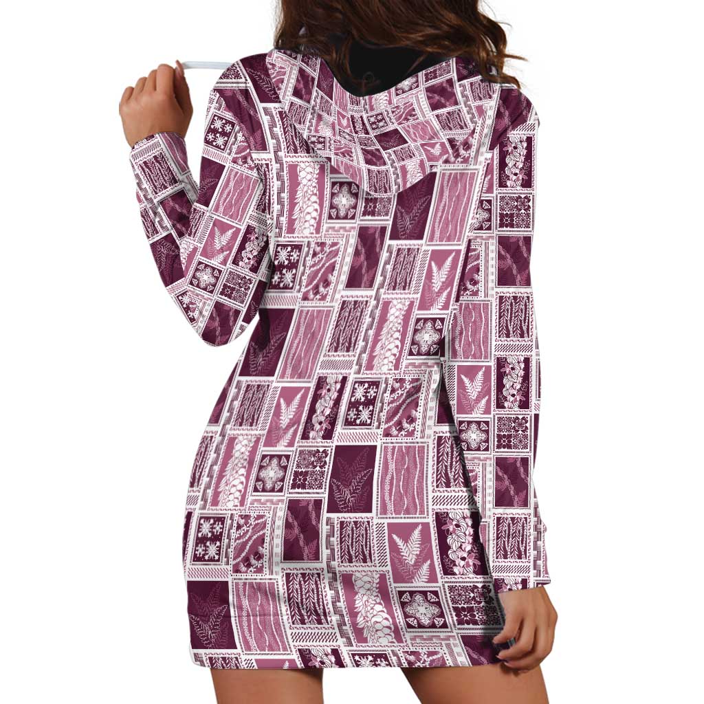 Vintage Aloha Block Quilt Hoodie Dress Pink Inspired Lei Motifs LT9 - Polynesian Pride