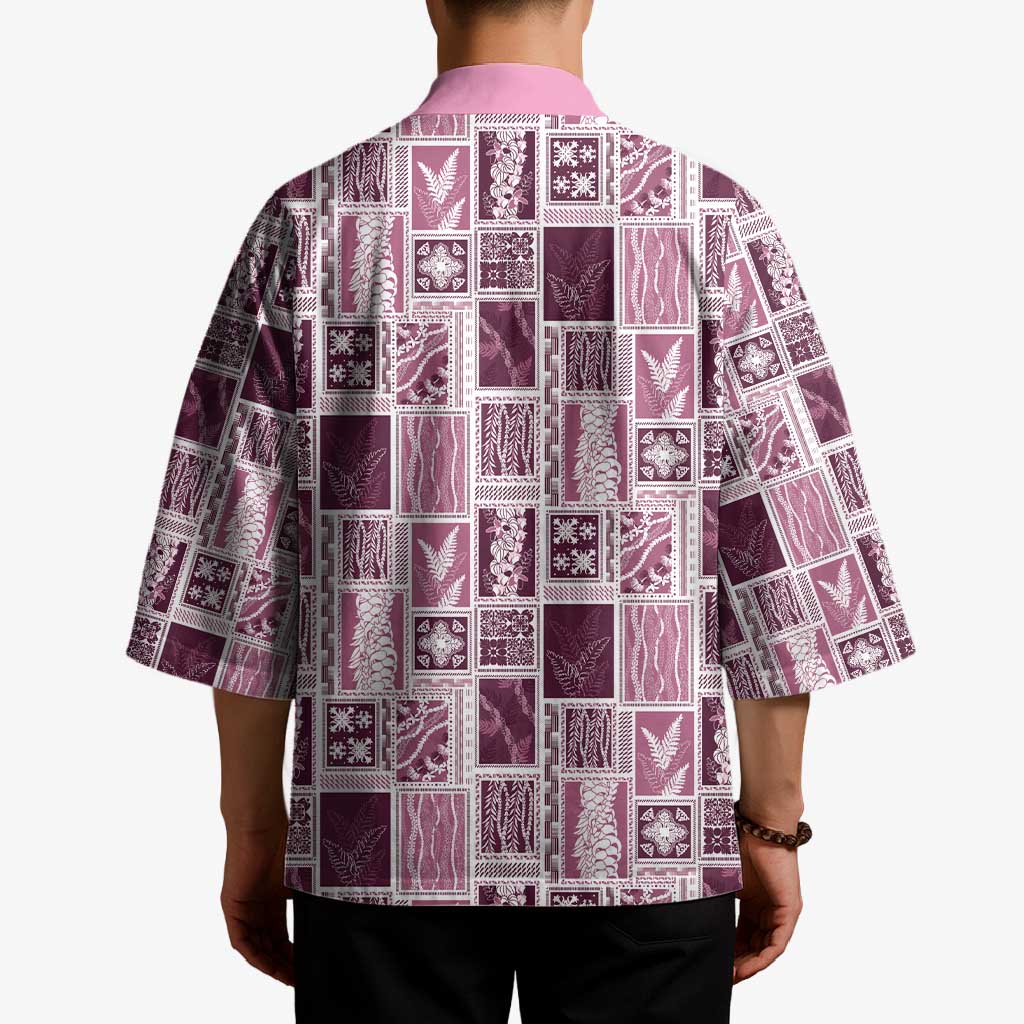 Vintage Aloha Block Quilt Kimono Pink Inspired Lei Motifs - Polynesian Pride