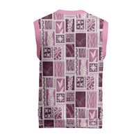 Vintage Aloha Block Quilt Christmas Knitted V-Neck Vest Pink Inspired Lei Motifs LT9 - Polynesian Pride
